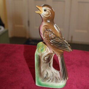 Vintage Brown, Ceramic Bird Figurine Bookend